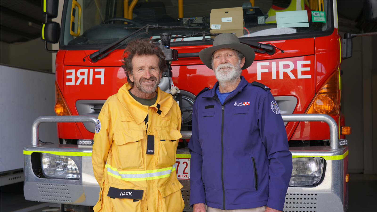 Wye River Captain Andrew Hack and Community Safety Coordinator and former Captain Roy Moriarty
